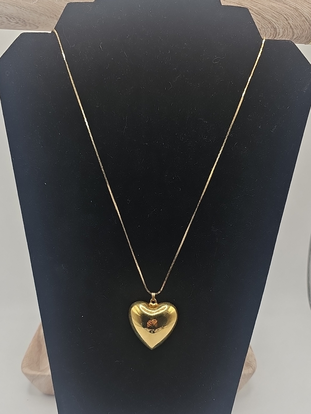Gold Puffed Heart Necklace - Women Jewelry.